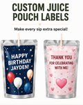 Custom Labeled Juice Pouches Assembled or Printed Labels Only, 5 by 7 inches
