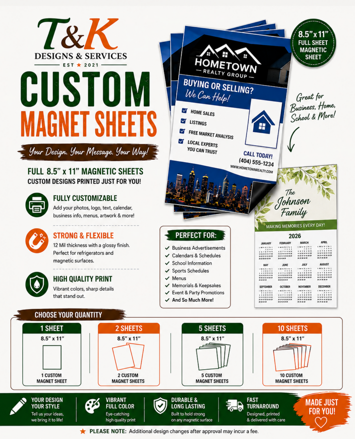 Custom Magnet Sheet 8.5 by 11 inches