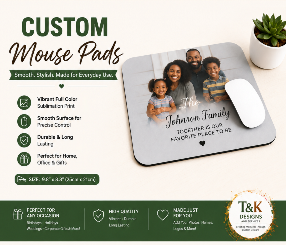 Custom Mouse Pads 9.8 by 8.3 inches