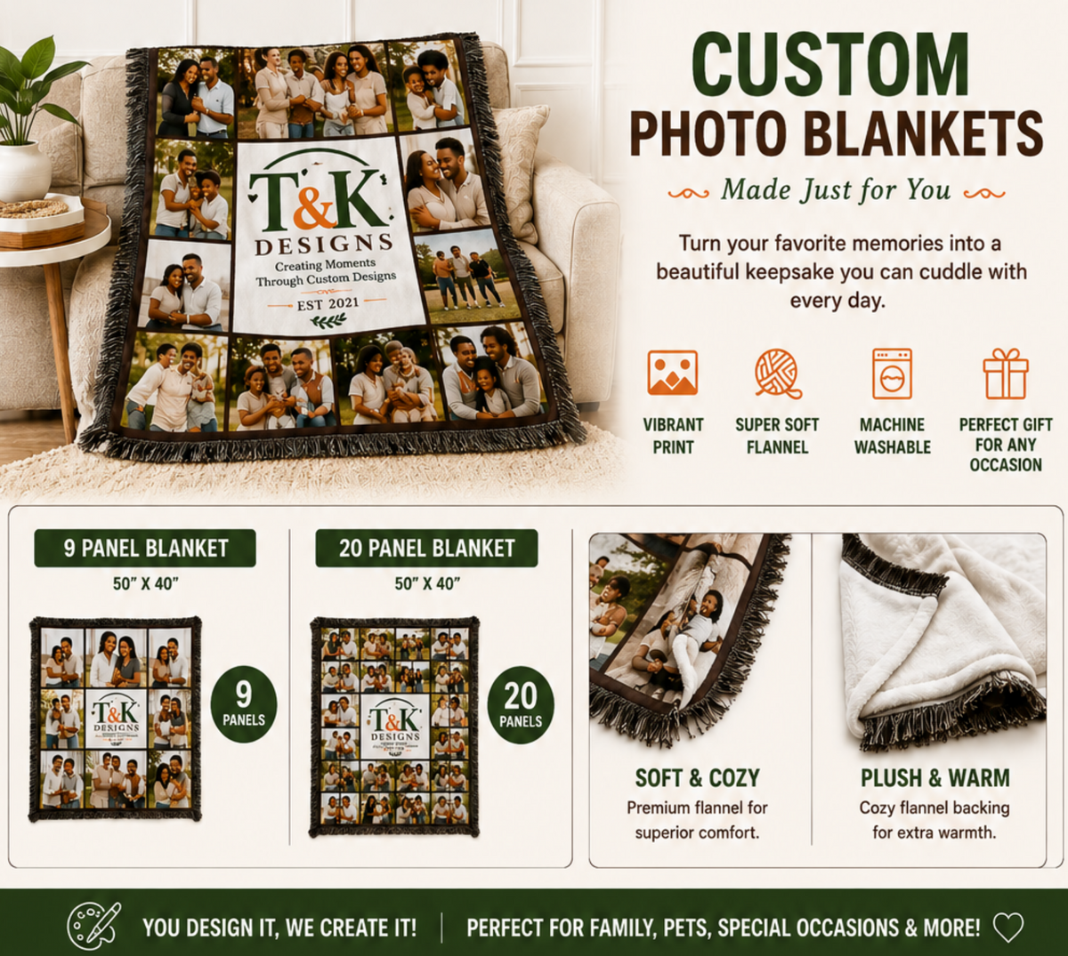 Custom Blanket 50 by 40 inches