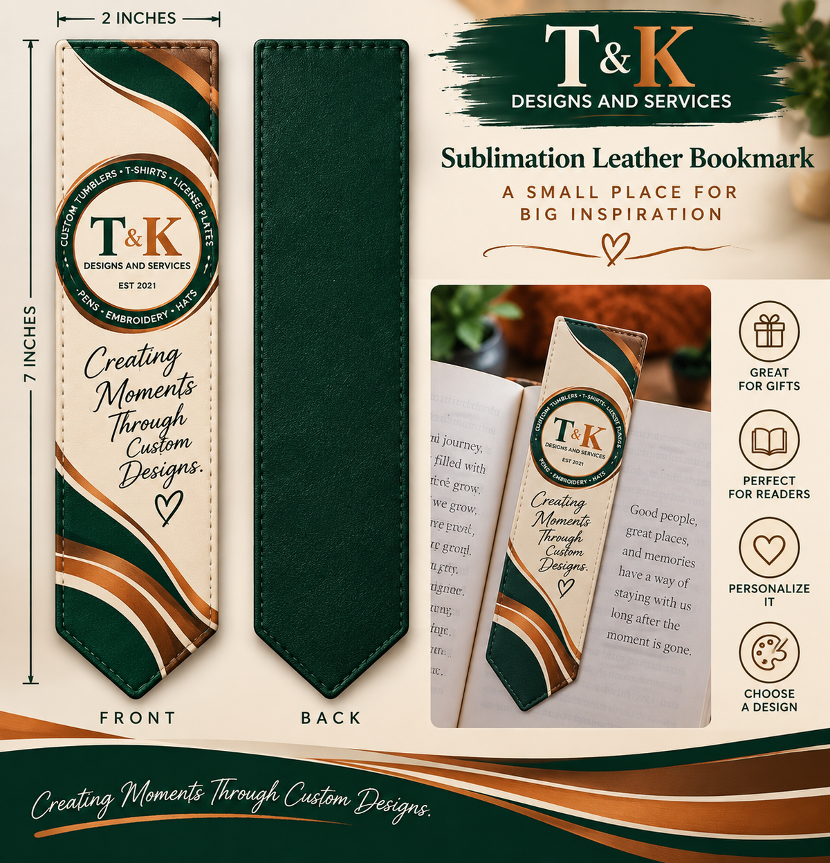 Custom Bookmark Leather-like