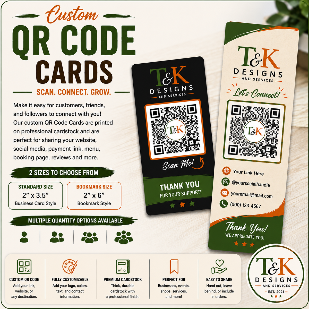 Custom QR Coded Cards or Bookmarks