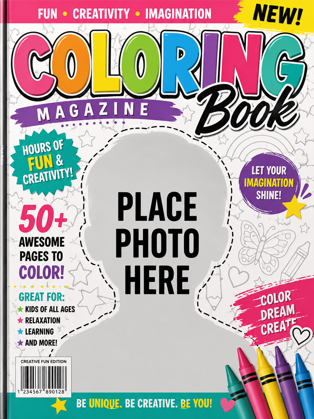 Custom Coloring Book (8 bi-fold pages, 5.5 by 8.5 inches per page)