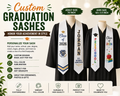Custom Sashes 3.5 by 50 inches children, 4.3 by 70 inches adults