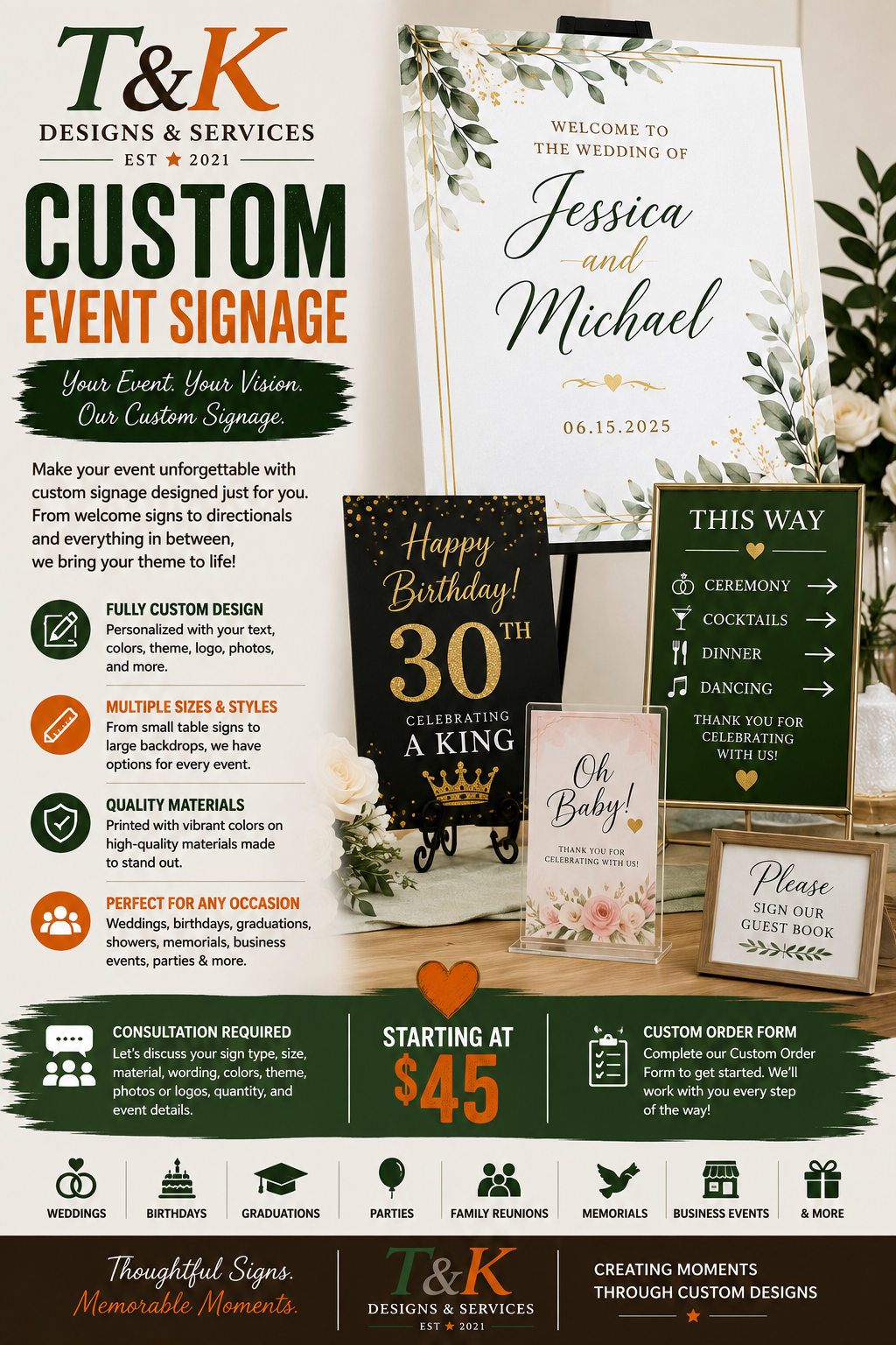 Custom Event Signage (Sizes Vary)